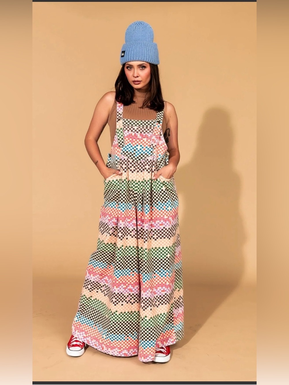 Dressed in lala big feelings Multi-Color Checkerboard Maxi Jumpsuit